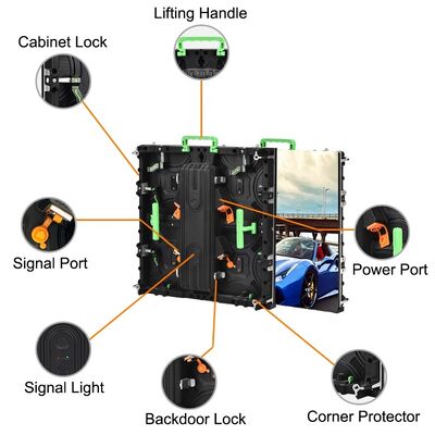 500x500mm 캐비닛 크기 IP65 방수 외부 LED 디스플레이 화면 3840-7680Hz 갱신 속도 임대용 LED 비디오 벽